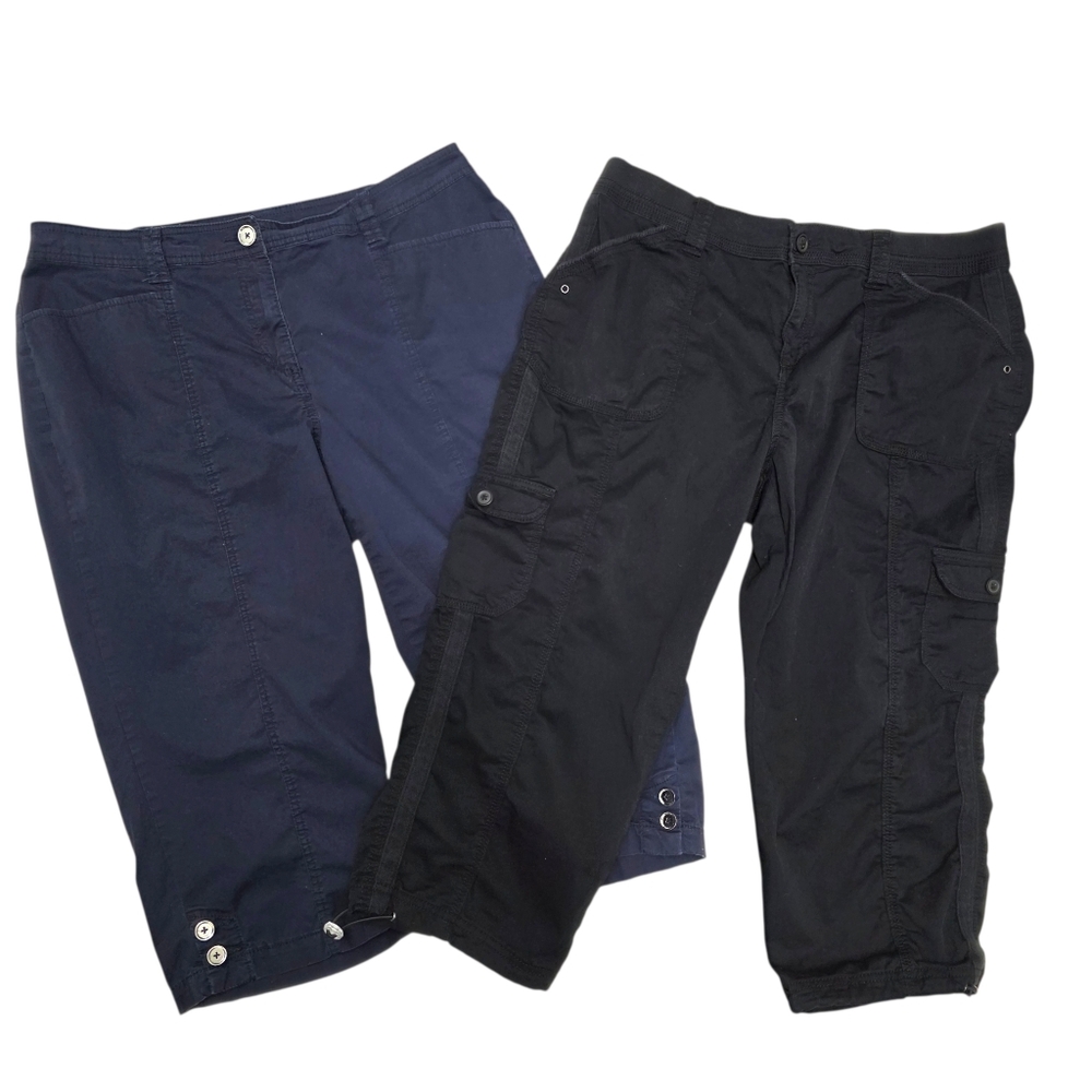 Style & Co. Black and JM Collection Navy Capri Pants Size 14/14W